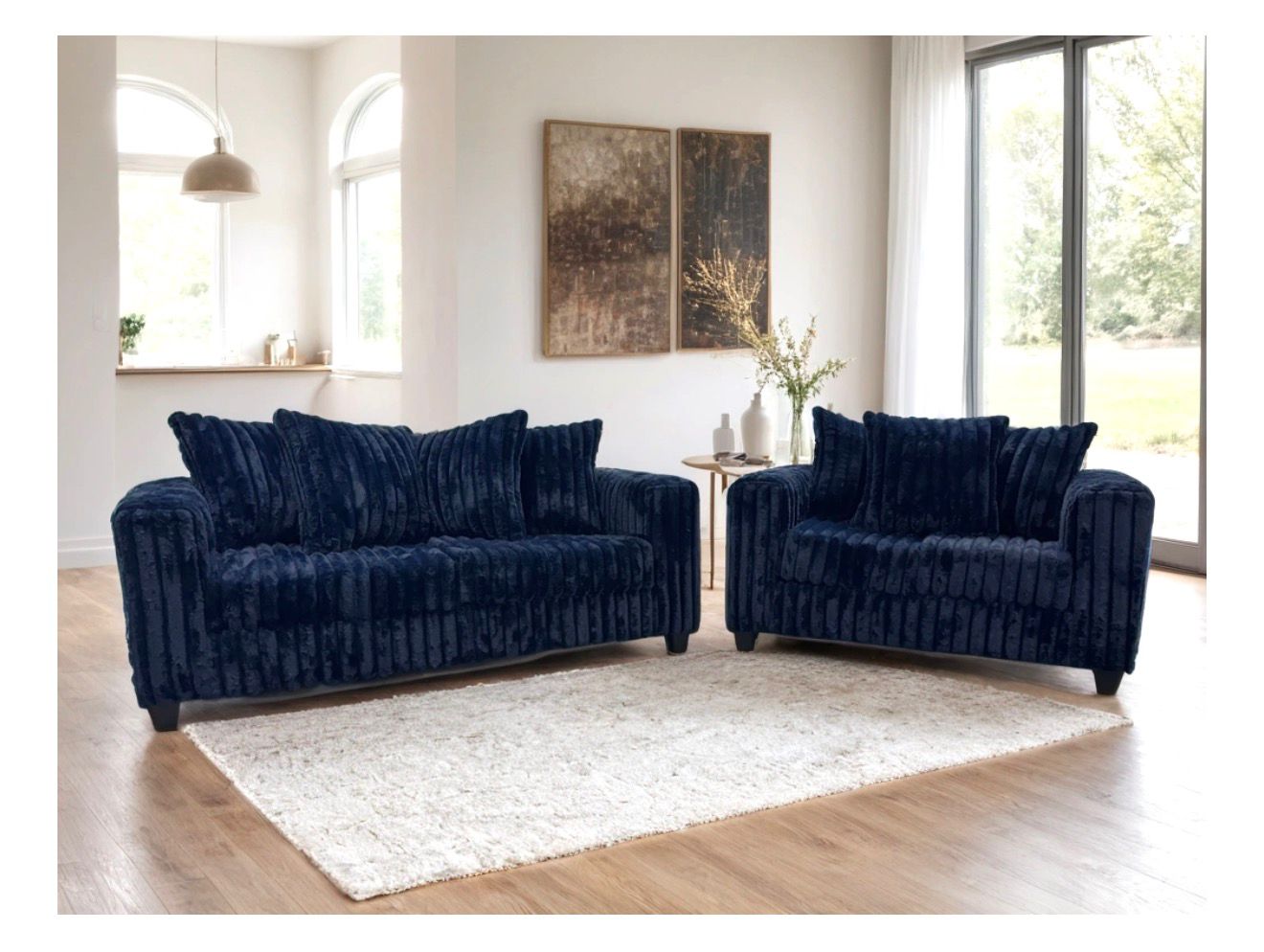 2pc Sofa & Loveseat Set cozy