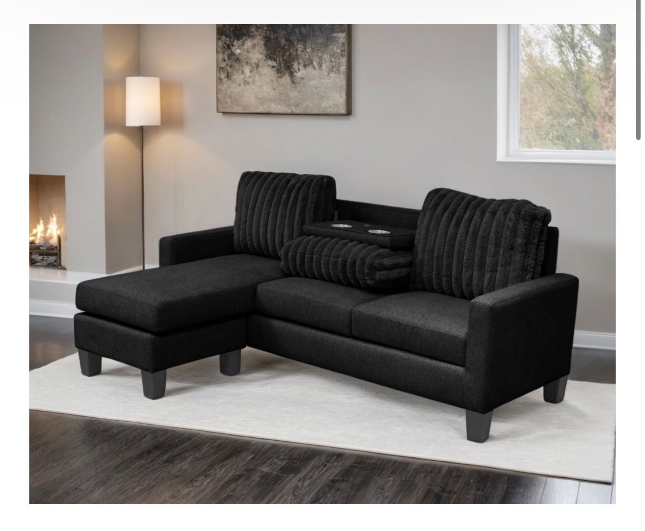 NEYMAR Black - Reversible Sectional