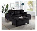 Naomi Black Velvet - Reversible Sectional & Ottoman Set