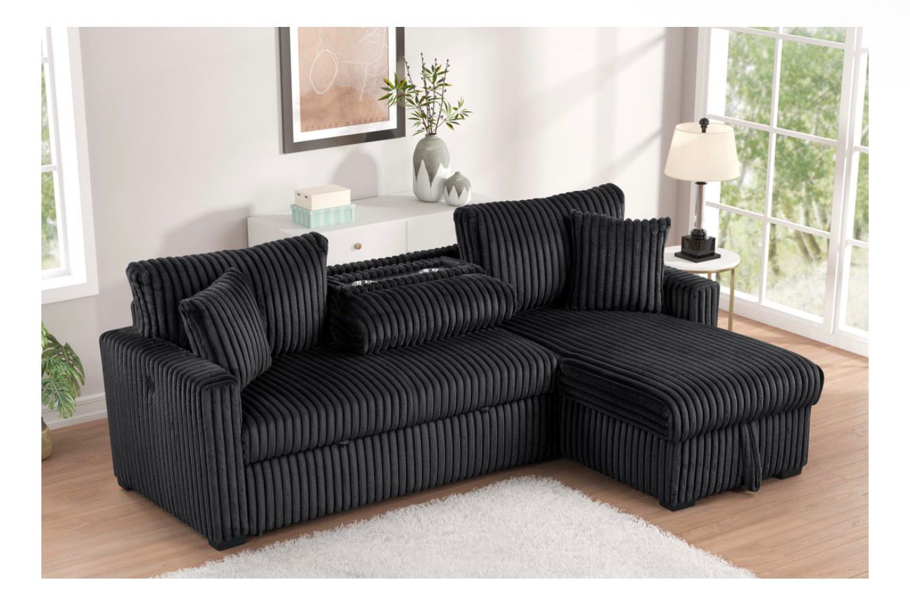 Aria Sectional With Pull-Out Bed & Storage Chaise