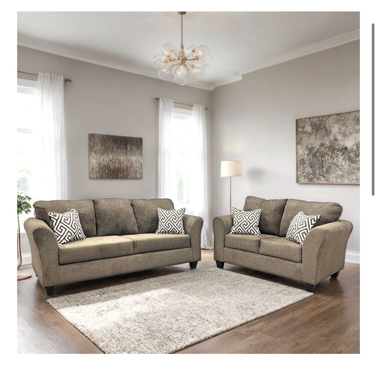 2PC Sofa and Loveseat Set
