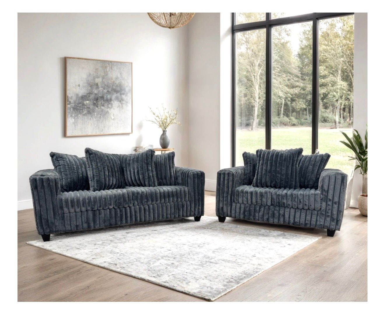 2pc Sofa & Loveseat Set cozy