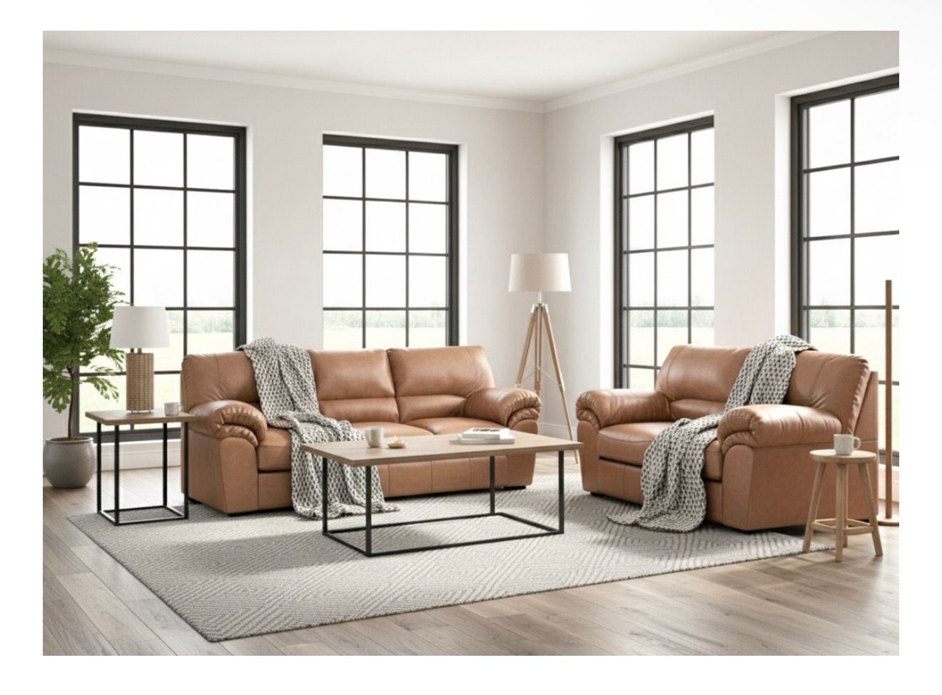 Ashley Sofa & Loveseat Set Leather