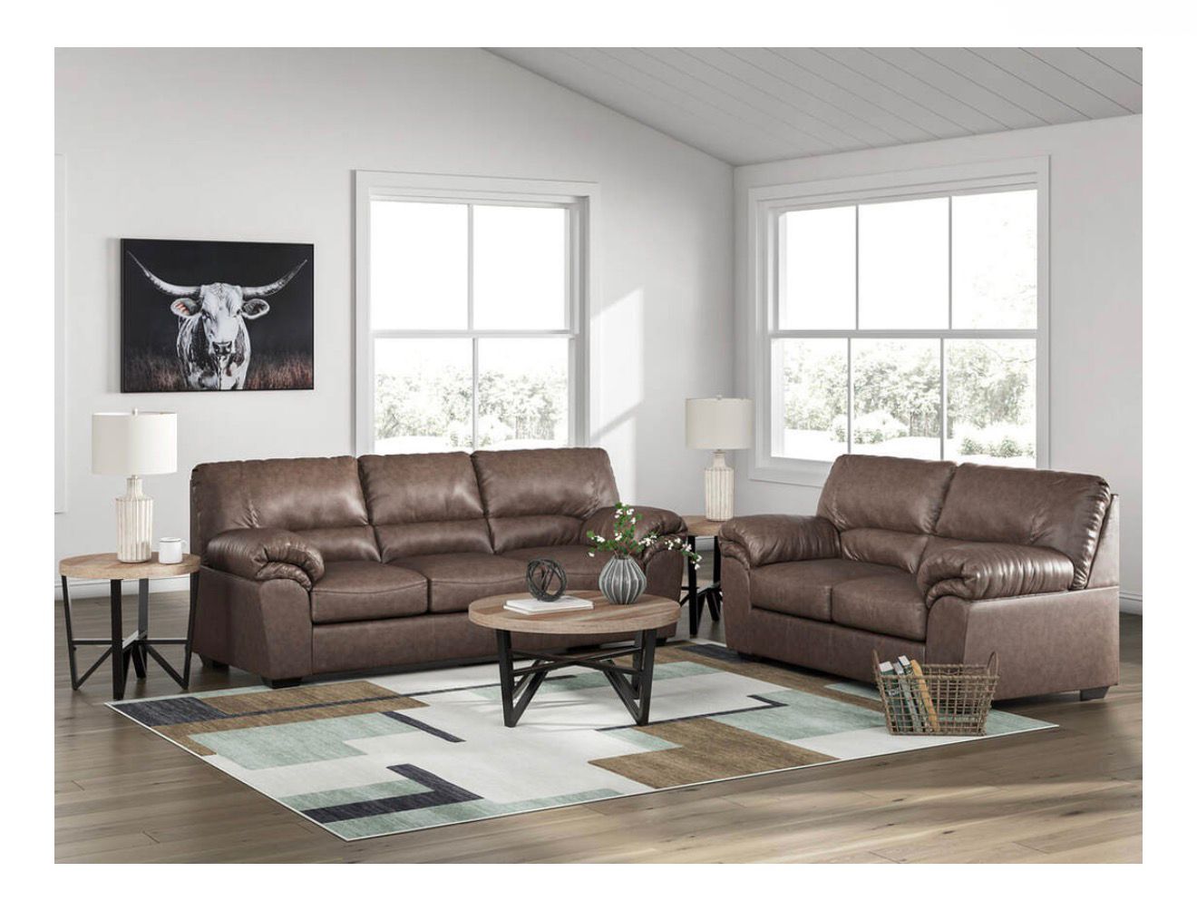 Ashley Sofa & Loveseat Set Leather