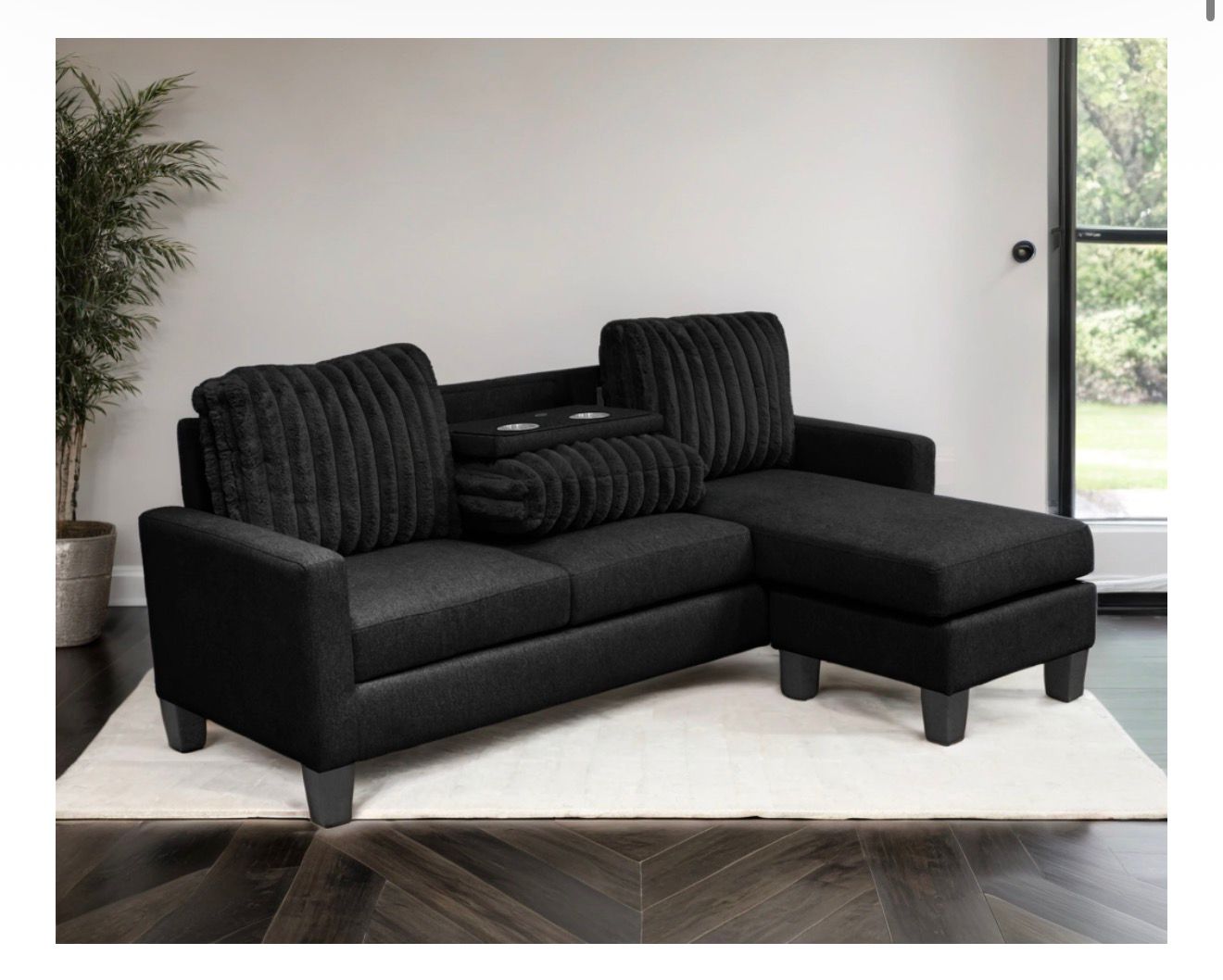 NEYMAR Black - Reversible Sectional