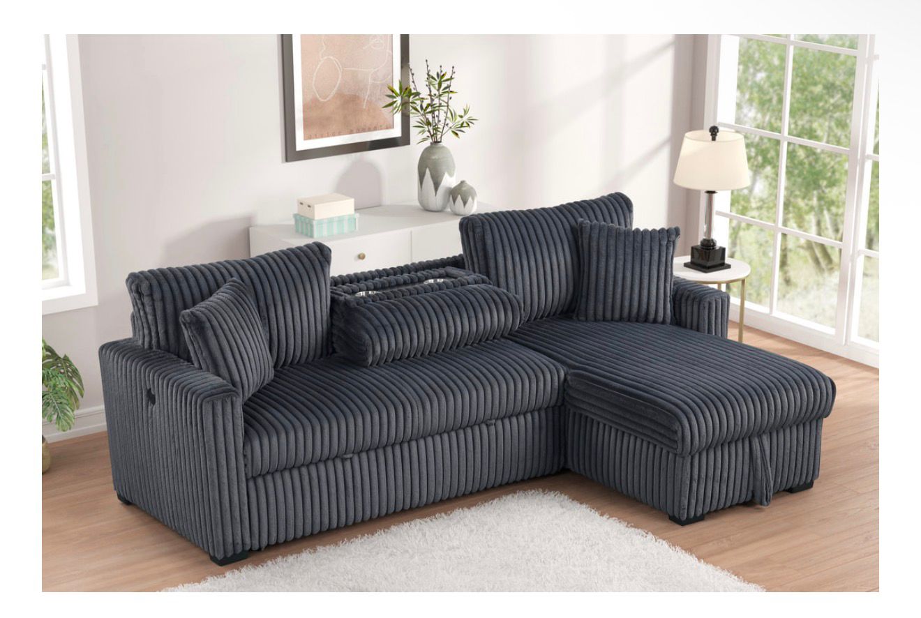 Aria Sectional With Pull-Out Bed & Storage Chaise