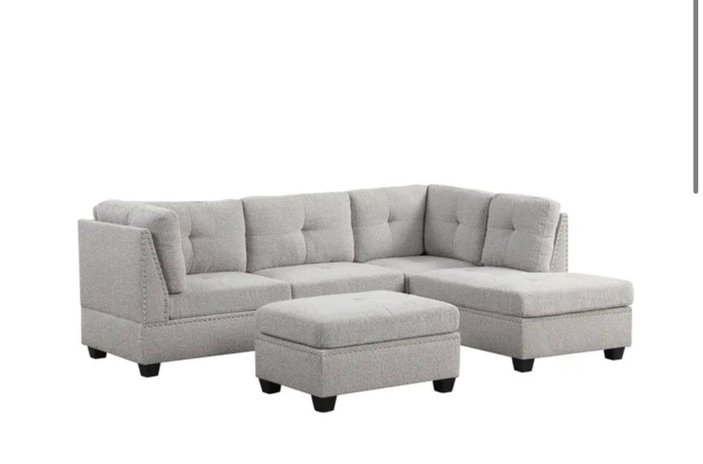 Sienna Boucle Sand Sectional + Ottoman Set