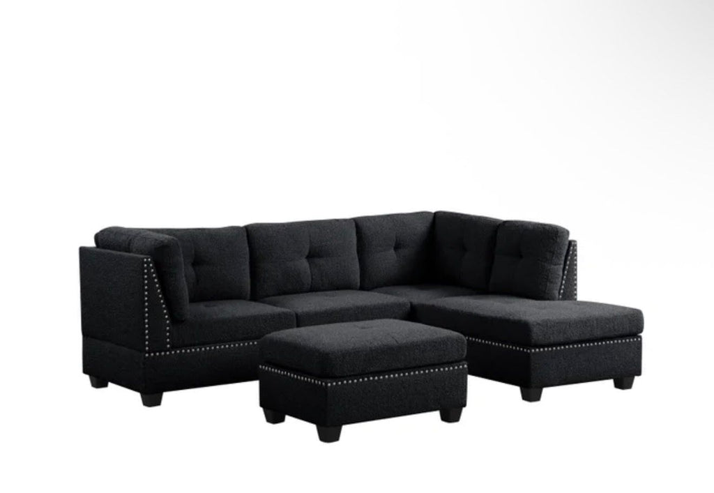 Sienna Boucle Sand Sectional + Ottoman Set