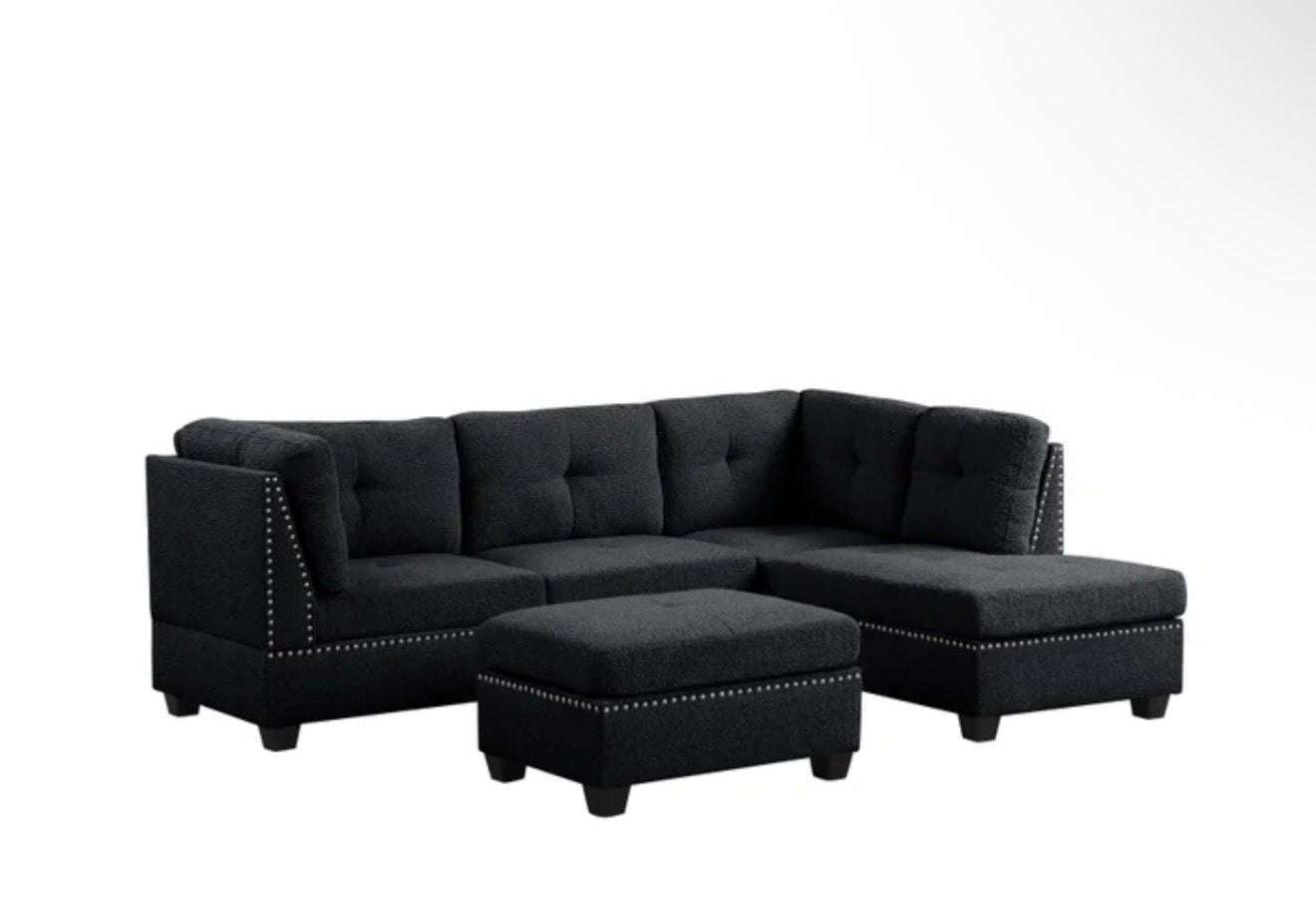 Sienna Boucle Sand Sectional + Ottoman Set