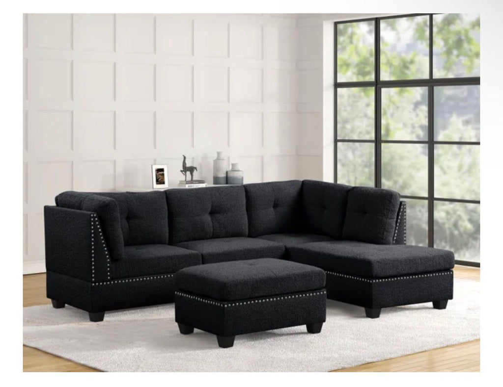 Sienna Boucle Sand Sectional + Ottoman Set